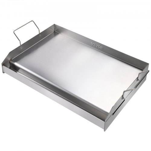 VEVOR Grillplatte 430 Edelstahl 58,7 x 39,5 x 9,9 cm - Universal Grillplatte 2 mm Dicke Verwendbar, Outdoor BBQ Party Grillplatte mit Griff