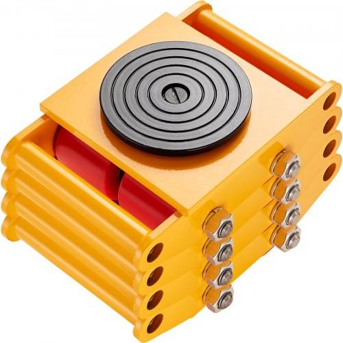 VEVOR 4x Panzerrollen 8T Transportfahrwerk 280x210x105mm Transportrollen aus Kohlenstoffstahl Industrieroller mit 4 PU-Richtungsräder Roller Ф 135x9