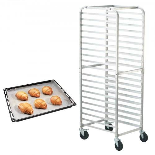 VEVOR Brötchenständer 20-Etagen Kommerzielle Bäckerei Ständer mit Bremse Räder, Aluminium Racking Wagen Lagerung, Brot Backen Ausrüstung Tragfä