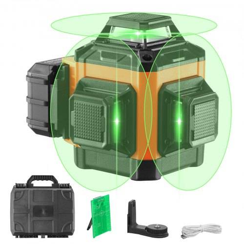 VEVOR Kreuzlinienlaser 30m Lasernivellier Selbstnivellierend Linienlaser 520nm±10nm Laserwellenlänge Baulaser ±0,28cm bei 10m Kreuzlaser ±3° 8 St
