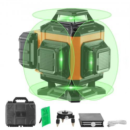 VEVOR Kreuzlinienlaser 30m Lasernivellier Selbstnivellierend Linienlaser 520nm±10nm Laserwellenlänge Baulaser ±0,28cm bei 10m Kreuzlaser ±3° Stau