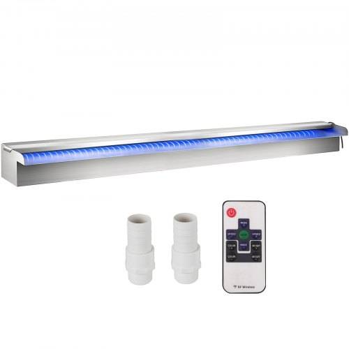 VEVOR Schwimmbad-Wasserfall-Spiller, 90 x 11,5 x 8 cm, Edelstahl-Schwimmbad-Wasserspiel mit buntem LED-Streifen, Schlauchanschluss, Fernbedienung