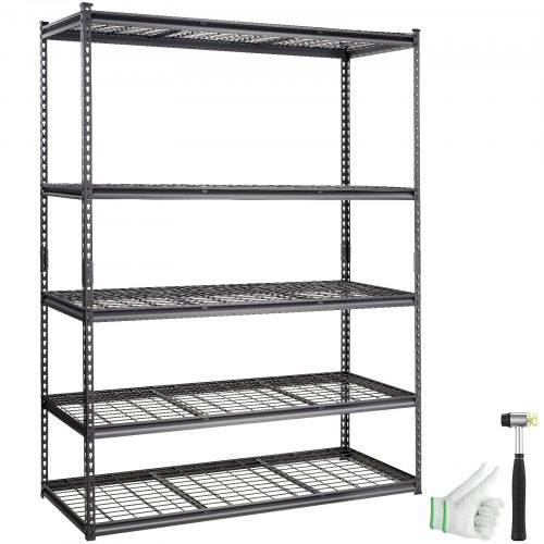 VEVOR Lagerregal 5-stufig verstellbar 907,2 kg Kapazität Garagenregale, Metall-Organizer Drahtregal schwarz 152,4 x 61 x 198,1 cm für Küche, Speise