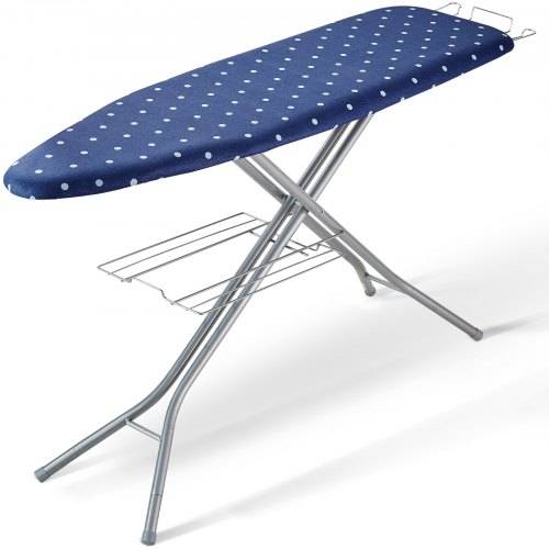 VEVOR Bügelbrett Dampfbügelbrett Dampfbügeltisch mit Bügeleisenablage, 4 Schichten Klappbarer Bügeltisch 1400 x 370 mm Bügelfläche, 10 Höhenve