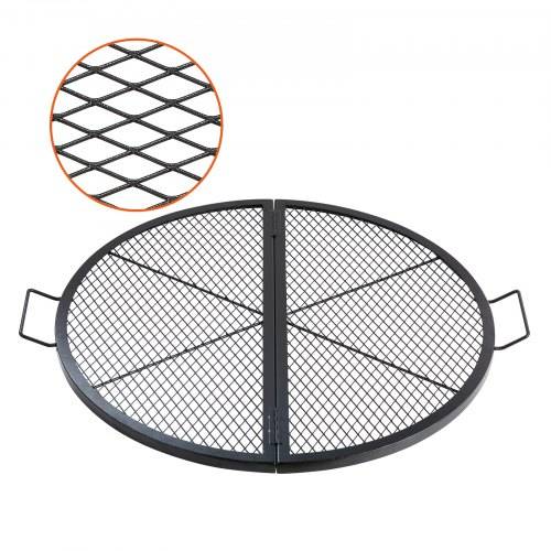 VEVOR Φ 910 x 25 mm X-Marks Feuerstellen-Grillrost, Faltbarer Runder Grillrost, Robuster Lagerfeuer-BBQ-Grillrost aus Stahl mit Griff & Stütz-X-Drah