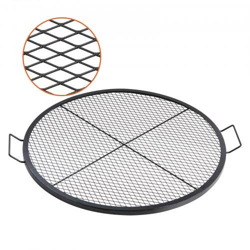 VEVOR X-Marks Feuerstellen-Grillrost, Φ 910 x 25 mm Lagerfeuer-BBQ-Grillrost aus Stahl mit Griff und Stütz-X-Draht, Tragbares Camping-Kochgeschirr