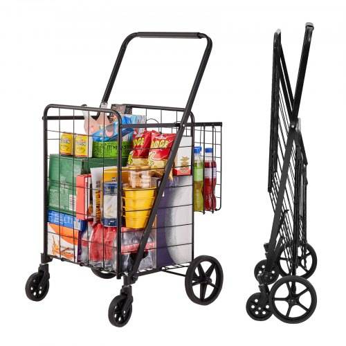 VEVOR Einkaufstrolley Einkaufswagen Klappbar 50 kg Belastbar, Einkaufsroller Handwagen Multifunktional , Shoppingtrolley Faltbar für Wäsche, Lebensm