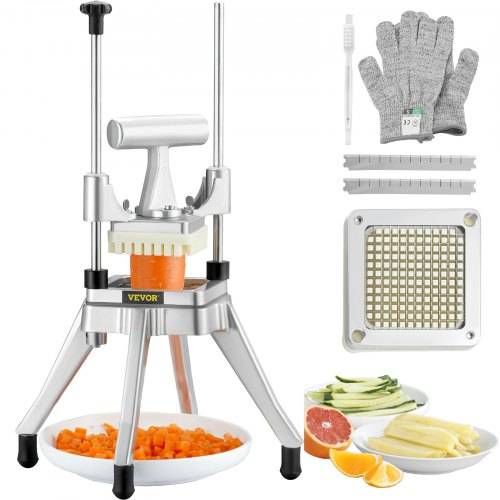 VEVOR Kartoffelschneider Pommes Frites Schneider 1/4 Zoll, Frittenschneider Gemüseschneider Kommerzieller Zerkleinerer Obstschneidemaschine mit