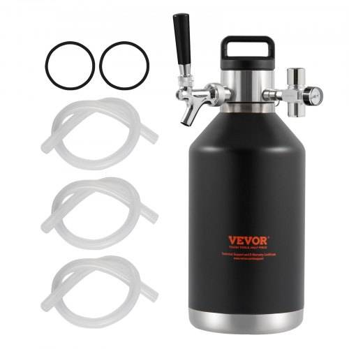 VEVOR Bierzapfanlage Mini Bierfass Bierbraugerät 4 L, Tragbares Druckfass-Set Doppellagige Edelstahlschicht Growler System Einstellbarer Hahn 27