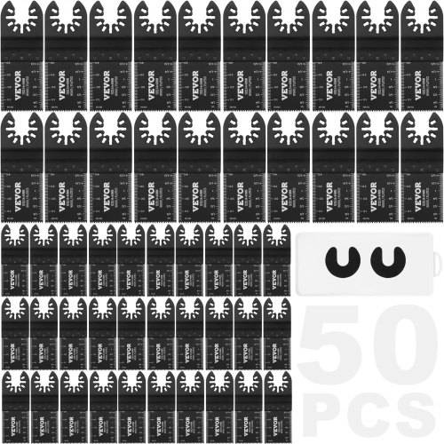 VEVOR 50x Sägeblatt Multifunktionswerkzeug 9x3,4cm Oszillierwerkzeug Hochkohlenstoffstahl (HCS) Schnellwechselschnittstelle kompatibel mit 95 % der