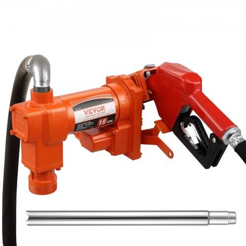 VEVOR Kraftstoff-Transferpumpe, 12 V DC, 60,5 L/min, 1/4 PS, Benzin-Absaugpumpe mit Düse, Auslassschlauch & Saugrohr für Benzin, Diesel, Kerosin, Et