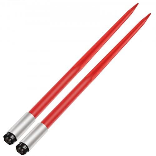 VEVOR Frontladerzinken 125 cm Ballenzinken 2041 kg Kapazität, Ballenspie_ Schnellbefestigung, rot beschichtete Ballengabeln, mit Sechskantmutter und