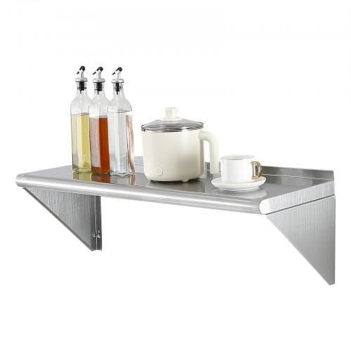 VEVOR 12" x 36" Edelstahlregal, wandmontiertes schwebendes Regal mit Halterungen, 250 lbs Tragkraft, gewerbliche Regale, robustes Lagerregal für