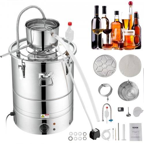 VEVOR Wasser Alkohol Destillierer 50 L Distillieranlage 2800 W Edelstahl Schnapsbrennen Destilliergerät Komplettes Set Enthalten, Ende Produkte