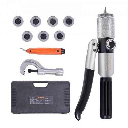 VEVOR Hydraulischer Rohraufweiter Rohrexpander HVAC-Rohraufweiter-Kit mit 7x Matrizen 0,95/1,27/1,59/1,90/2,22/2,54/2,86cm und 1x Rohrschneider