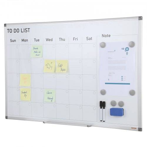 VEVOR Kalender Whiteboard Beschreibbare Magnettafel 915 x 610 mm, Memoboard Whiteboard inkl. 2 Whiteboard-Stifte +6 Magnete + 1 Magnetische Löscher