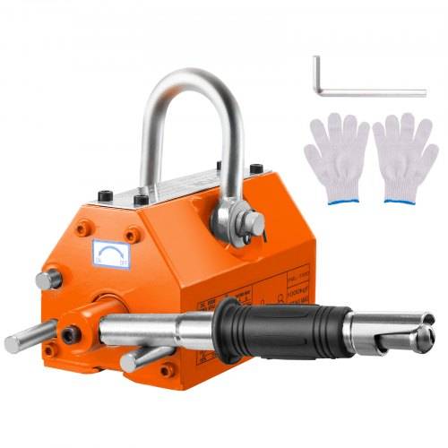 VEVOR Lasthebemagnet Kranmagnet (1000 kg Tragfähigkeit, 2500 kg Zugkraft, -40 bis 80 _), 12 Stk. Magnete Handgesteuertes Gabelanheben Magnetlifter