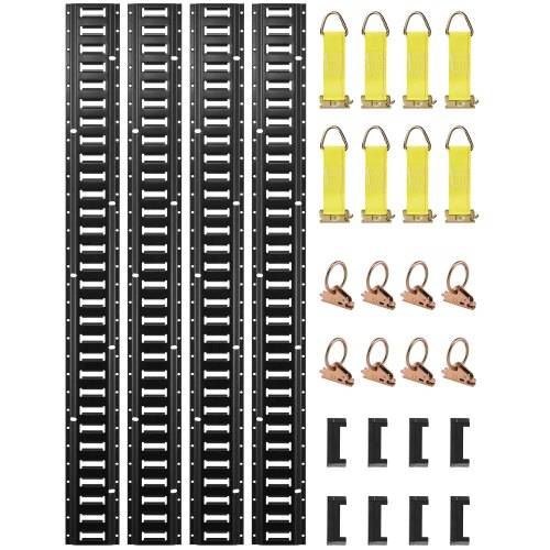 VEVOR Zurrschienen 30 Stk. Airlineschienen, Schwarz Transportschiene, 454 kg Max. Tragfähigkeit Ankerschiene, 1,52 m Schienenlänge Stäbchenzurrschi