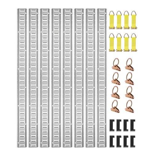 VEVOR Zurrschienen 34 Stk. Airlineschienen, Silber Transportschiene, 454 kg Max. Tragfähigkeit Ankerschiene, 1,52 m Schienenlänge Stäbchenzurrschie