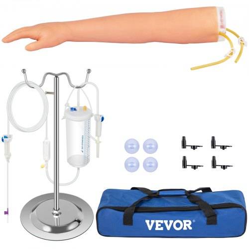 VEVOR Phlebotomie-Kit, IV _bungsarm 12 Stk. Phlebotomie-Arm-Praxis-Kit 40-70 cm Standhöhe, Trainingsarm für Intravenöse Injektion Inkl. IV-Ständer
