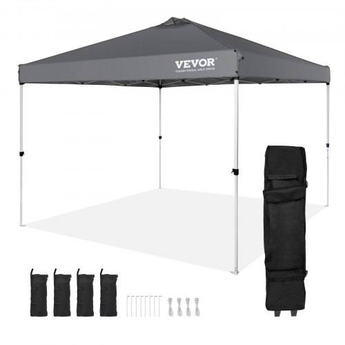 VEVOR Pavillon 304,8x304,8x320cm Gartenzelt 250D PU Silber beschichtetes Gewebe Faltpavillon inkl. Aufbewahrungstasche Partyzelt 6-8 Personen Pop