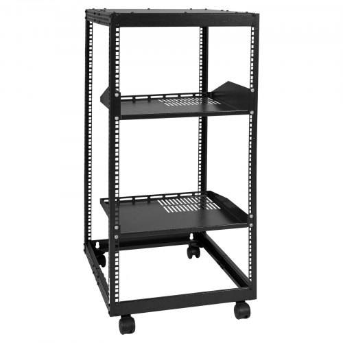 VEVOR 20U Server-Rack mit offenem Rahmen, freistehender oder wandmontierter Netzwerk-Server-Rack, 4-Pfosten-AV-Rack mit Rollen, bietet Platz für