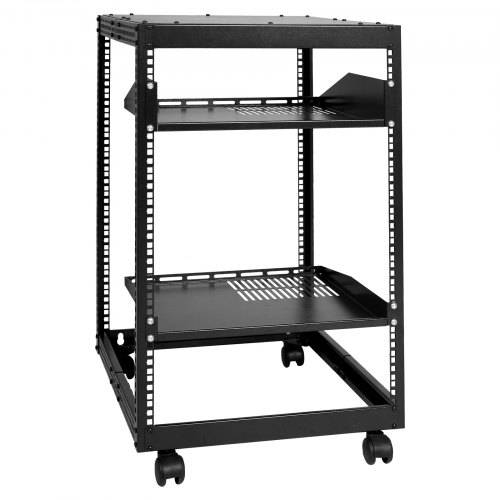 VEVOR 15U-Server-Rack mit offenem Rahmen, 15''-40'' verstellbare Tiefe, freistehender oder wandmontierter Netzwerk-Server-Rack, 4-Pfosten-AV-Rack