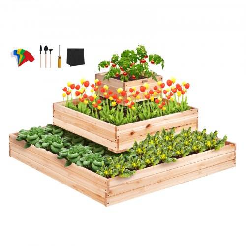 VEVOR Hochbeet 113 x 113 x 51 cm Pflanzkasten Tannenholz Gemüsebeet Blumenkasten Kräuterbeet Gartenbeet Pflanzkübel Ideal für den Anbau von Gemüs