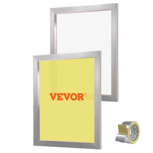 VEVOR Siebdruck-Set 2 Stk. Aluminium-Siebdruckrahmen, 50,8 x 61 cm Siebdruckrahmen mit 230 Netzstoff, Hochgespanntes Nylongewebe & Dichtungsband für