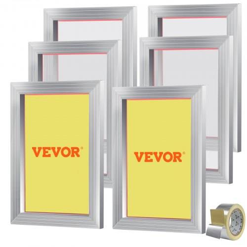 VEVOR 6 Stk. Aluminiumlegierung Siebrahmen Siebdruckpresse 25,4 x 35,6 cm, Siebdruckmaschine Zubehör 110 Mesh, Säureresistenz & nicht Verformbar fü