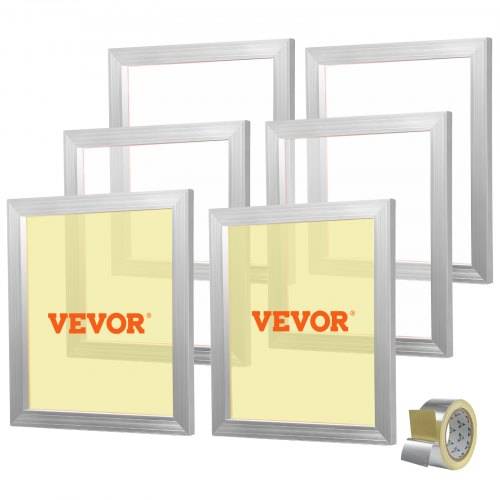 VEVOR Siebdruck Kit, 6 Stk. Aluminium Siebdruckrahmen, 18 x 20 Zoll Siebdruckrahmen mit 160 Mesh, Hochspannungs-Nylon Mesh & Dichtungsband für