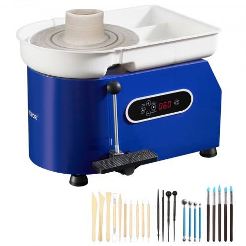 VEVOR Töpferscheibe Keramik Rad Maschine 450 W, Elektrische Töpferscheibe Maschine 28 cm 300 U/min Töpferscheibenmaschine, mit Pedal & Schürze For
