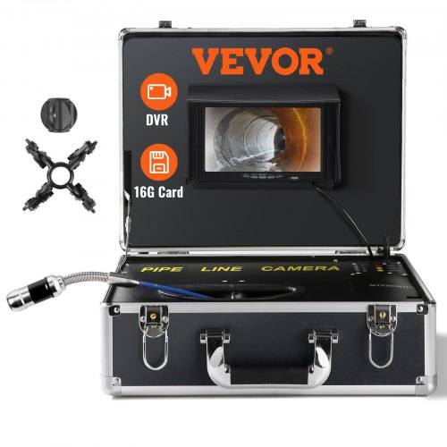 VEVOR Kanalkamera, 50 m, 7-Zoll-Bildschirm, Rohrinspektionskamera mit DVR-Funktion, wasserdichte IP68-Kamera, 12 einstellbare LEDs, mit einer 16 GB