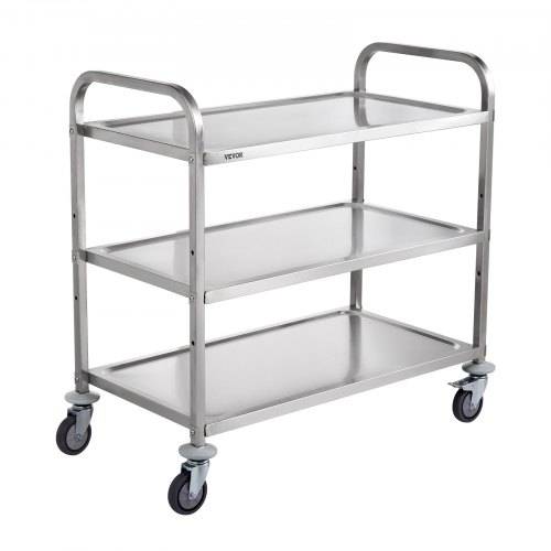 VEVOR 3-stöckiger Mehrzweckwagen, Rollwagen auf Rädern, 94,5 x 50,8 x 94,7 cm, 204,12 kg, 6 Haken