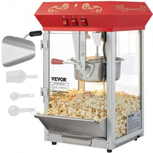 VEVOR Popcornmaschine Popcornautomat Popcorngerät 850 W, 8 oz Kessel für 48 Tassen pro Ladung, Popcornmaschine für die Arbeitsplatte mit gehärtete
