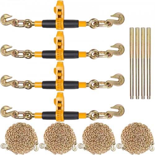 VEVOR Ratschen-Kettenbinder, 7,9375-9,525 mm Schwerlast-Lastbinder, mit G80-Ketten,3220kg, sichere Belastungsgrenze, arbeitssparender