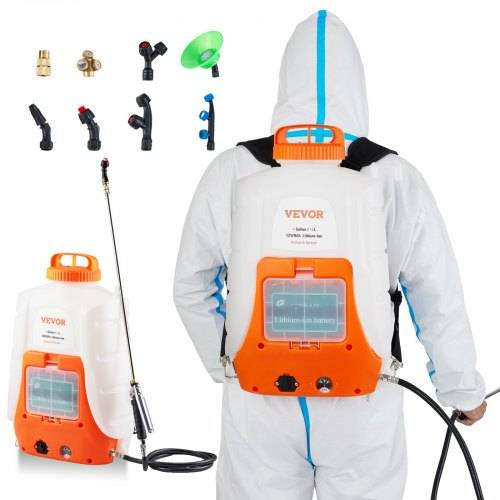 VEVOR Akku Drucksprüher 15L Rückensprüher 8Ah-Lithium-Ionen-Akku Drucksprühgerät 90PSI Düngersprüher 4,1L/min Gartensprüher mit Schultergurte
