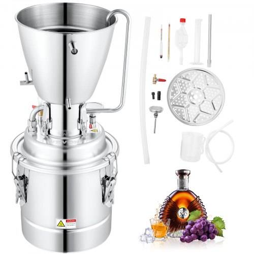 VEVOR Distillieranlage Wasser Alkohol Destillierer 70L,Haus Destillieranlage Destille Alkohol Silber 220-240V, Moonshine Still Distiller