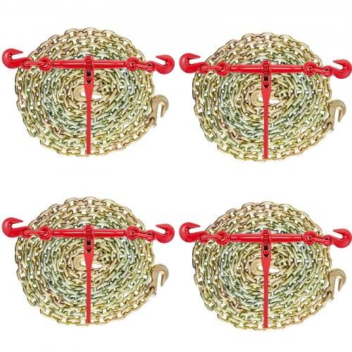 VEVOR Kette und Binder Kit 3/8in-1/2in, Ratsche Last Bindemittel 9215lbs Arbeitsstärke, Ratsche Bindemittel und Ketten, 3/8in x 10ft Ketten mit G70