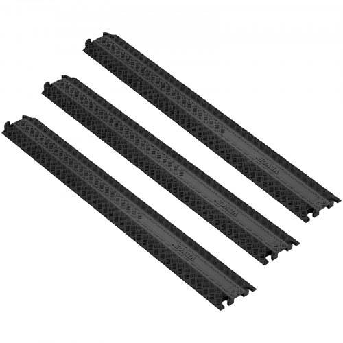 VEVOR 3er-Set 1-Kanal-Kabelschutzrampe Kabelbrücke TPR Schlauchbrücke 100 x 13 x 2 cm _berfahrschutz 907 kg (pro Achse) Tragfähigkeit Kabel Rampe