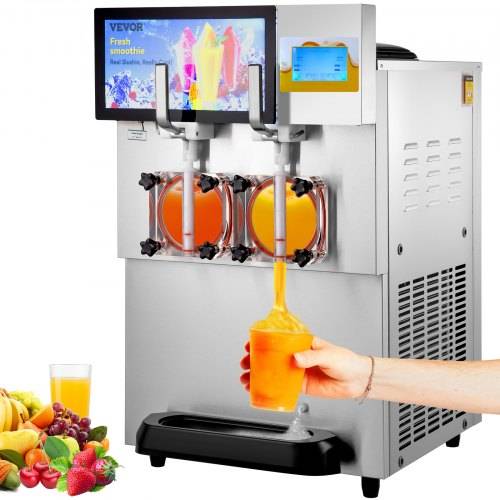 VEVOR 8 L x 2 Kommerzielle Slusheis Maschine, Slushgerät mit 26~32 L/Std. Slush Slushy Maschine, 1800 W Slush Maker Maschine 94 kg Slush-Eismaschine