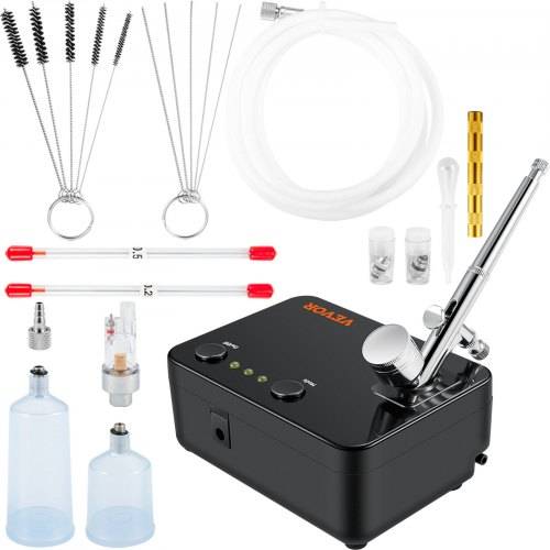VEVOR Dual Action Airbrush Set mit Lackierpistole, 30 psi ± 15 % Luftkompressor 230 V Airbrushpistole Set für Make-up, Maniküre, Tätowierung, Male