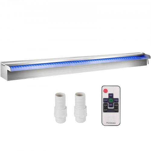 VEVOR Schwimmbad-Wasserfall-_berlaufrinne 151 x 11,5 x 8 cm Pool Fontäne mit buntem LED-Streifen Schlauchanschluss Fernbedienung korrosionsbeständig