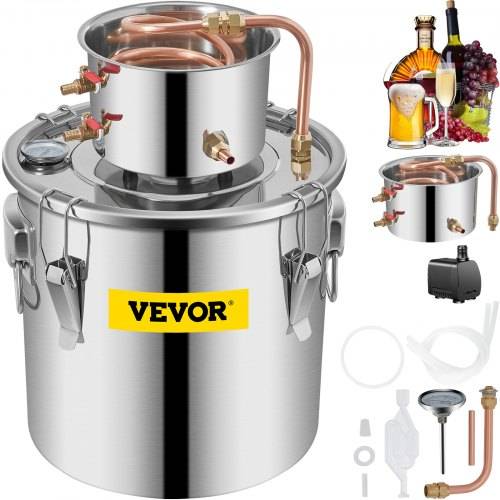 VEVOR Alkohol Destillierapparat 30 L, Alkohol Destillierapparat mit Umwälzpumpe, Alkohol Destillierapparat Kupferrohr, Whiskey Destillierapparat mit