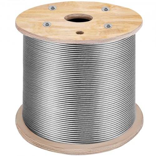 VEVOR Edelstahlkabel 3/16 Zoll x 1000 Fu_, T316 Marine Grade Deckkabelgeländer, 1 x 19 Litzen Konstruktion geflochtenes Flugzeugkabel für Deckgelän