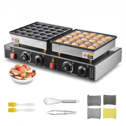 VEVOR 50-tlg. Mini-Pfannkuchen-Maker, Dorayaki-Bäcker aus antihaftbeschichtetem Edelstahl, 1800 W kommerzielle elektrische Poffertjes-Grillpfanne