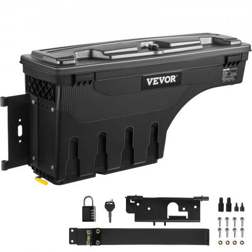VEVOR LKW-Bett Staukasten, Abschlie_barer Deckel, Wasserdichter ABS-Radkasten Werkzeugkasten 20 L mit Passwort-Vorhängeschloss, kompatibel mit Dodge