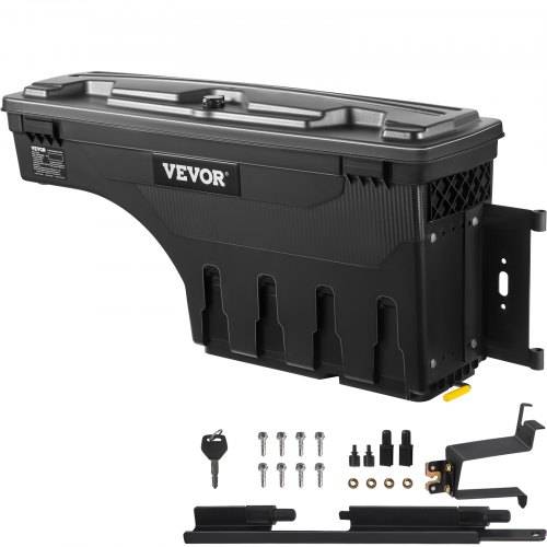 VEVOR Truck Bed Storage Box, abschlie_barer Deckel, Wasserdicht ABS Radkasten Werkzeugkasten 25 L, Kompatibel mit Chevrolet Silverado 1500 GMC