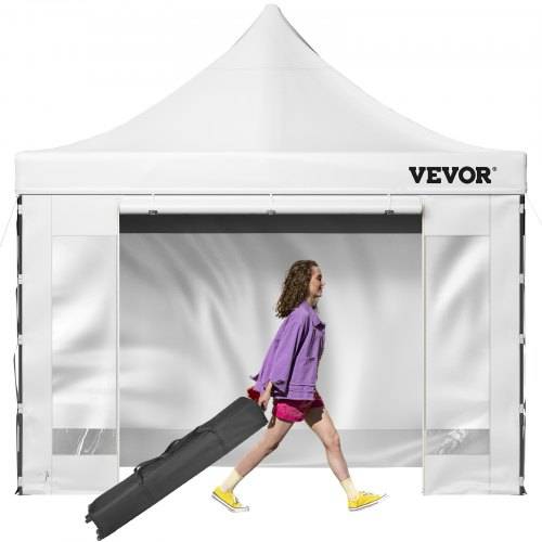VEVOR Pavillon faltbar 3x3m Faltpavillon 240g PVC-beschichtetes Polyester Pop-Up-Pavillon 1,95-2,13m Einstellbar Partyzelt Festzelt Strandzelt Wei_