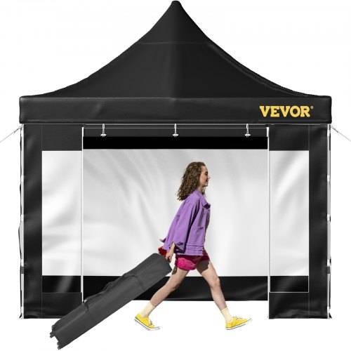 VEVOR Pavillon faltbar 3x3m Faltpavillon 240g PVC-beschichtetes Polyester Pop-Up-Pavillon 1,95-2,13m Einstellbar Partyzelt Gartenzelt Strandzelt für